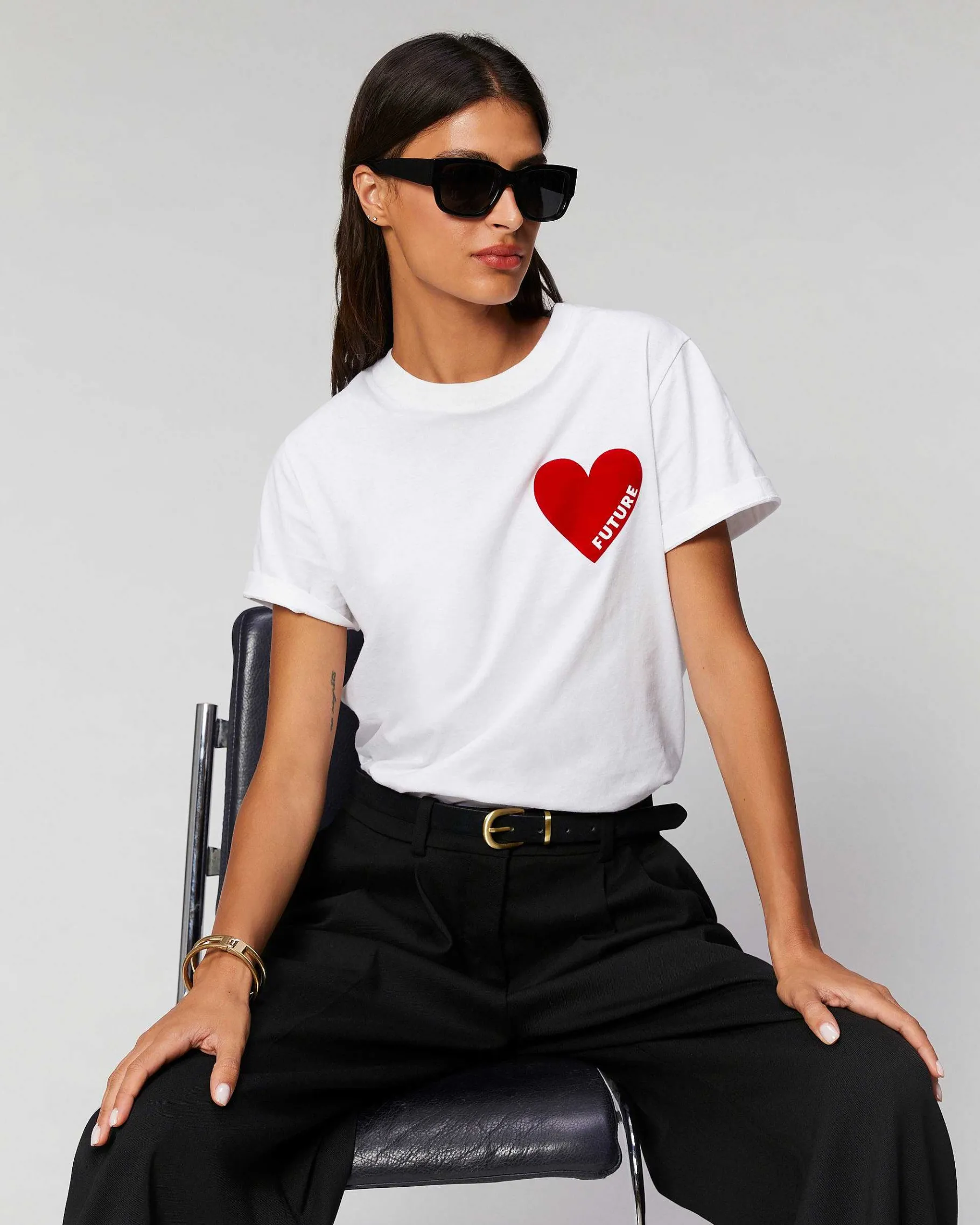Best FROM FUTURE T-Shirt Col Rond Coeur Noir