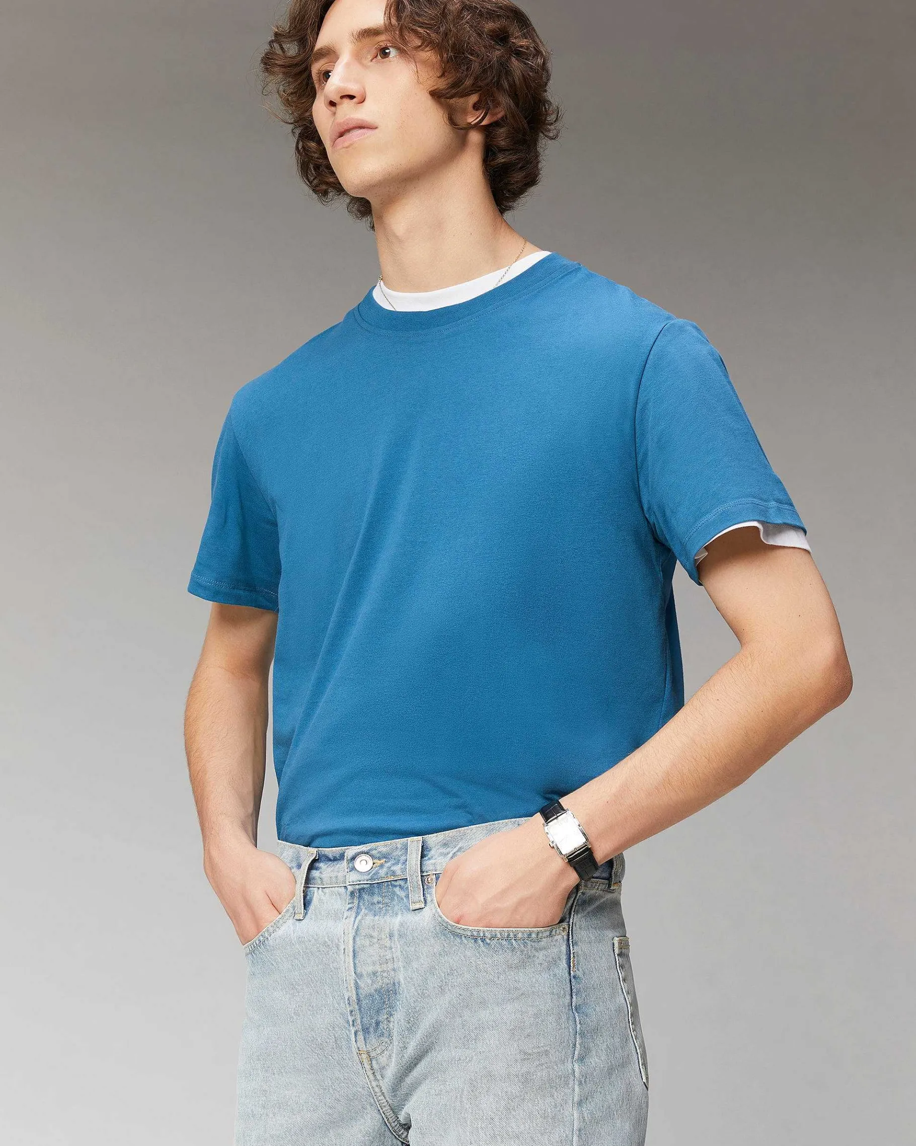 Outlet FROM FUTURE T-Shirt Col Rond Oversize Prussian Blue