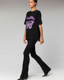 New FROM FUTURE T-Shirt Col Rond Papillon Noir