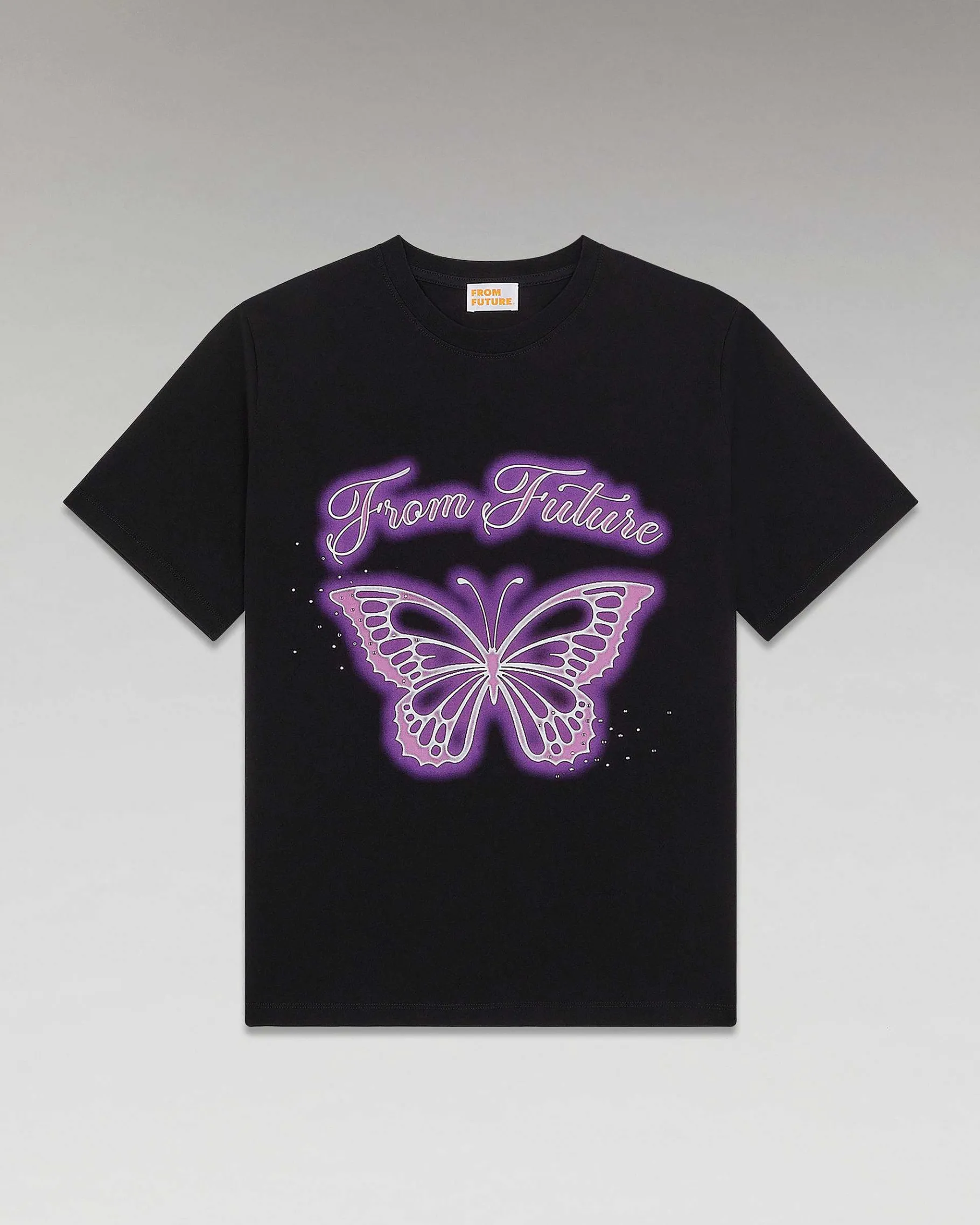New FROM FUTURE T-Shirt Col Rond Papillon Noir