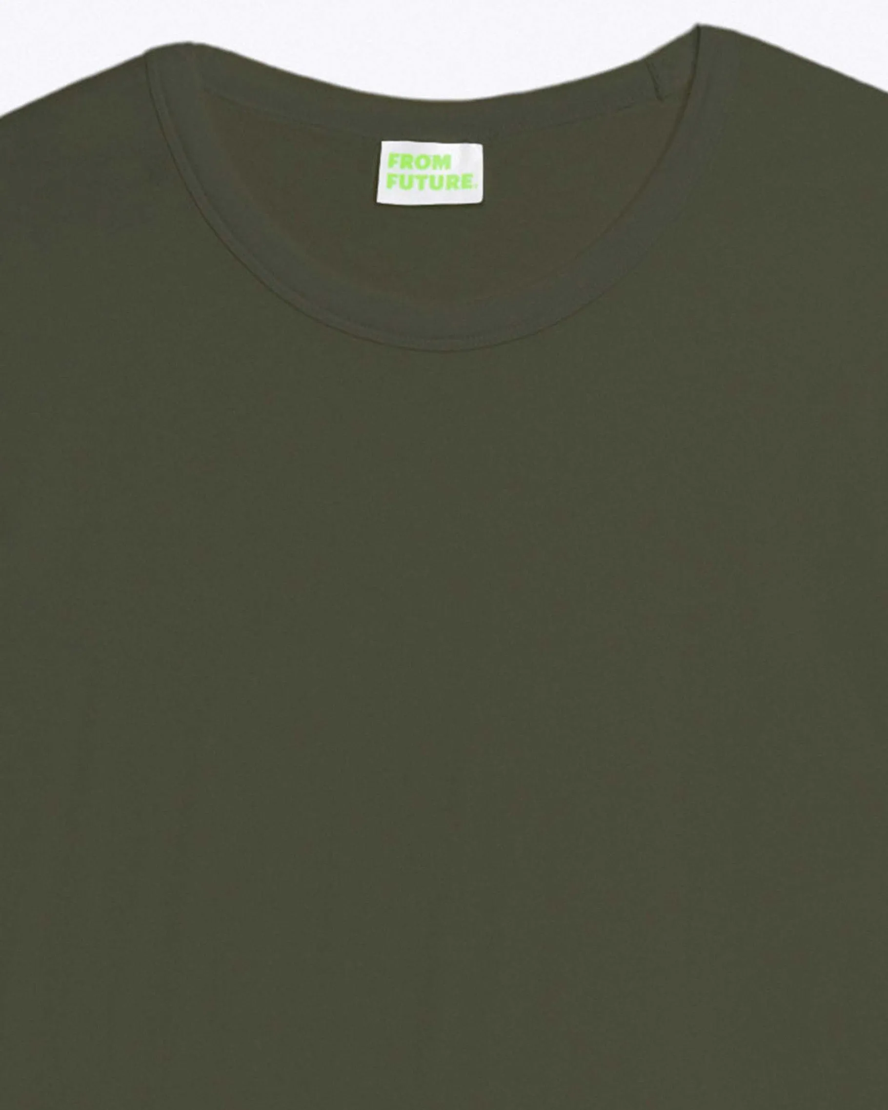 New FROM FUTURE T-Shirt Col Rond Uni Kaki
