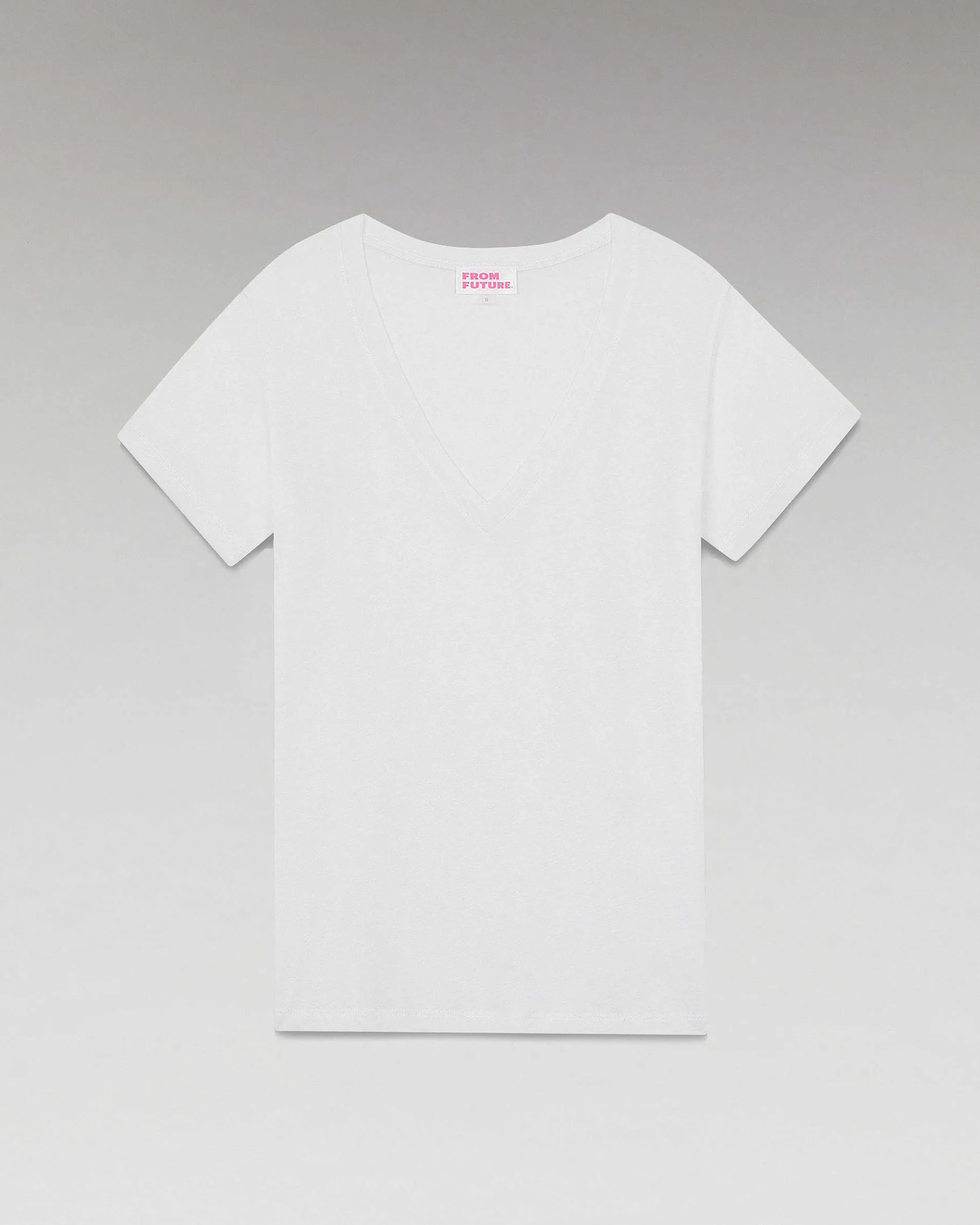 Online FROM FUTURE T-Shirt Col V Basique Blanc