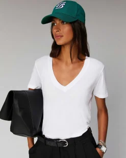 Online FROM FUTURE T-Shirt Col V Basique Blanc