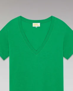 Outlet FROM FUTURE T-Shirt Col V Basique Summer Green