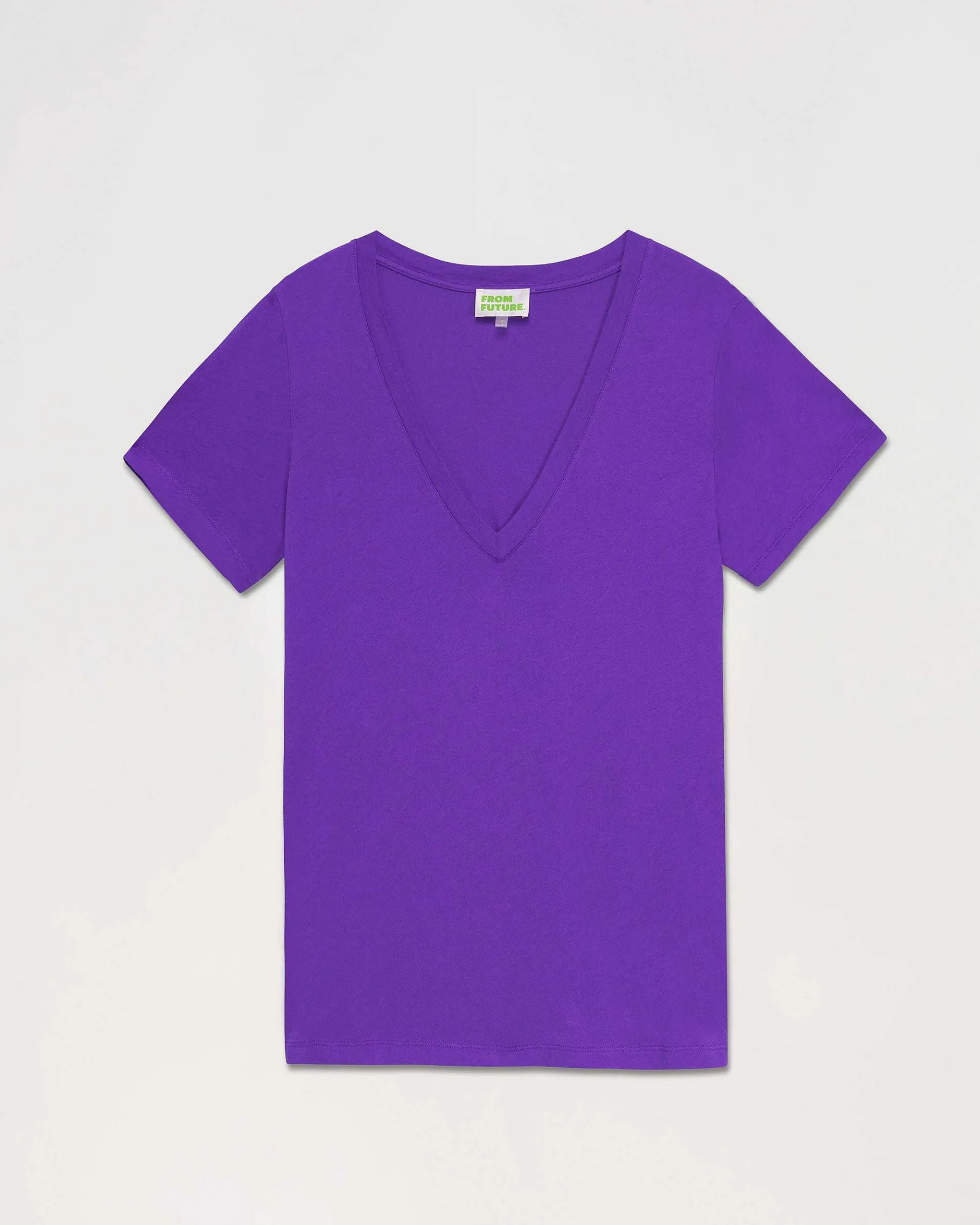Sale FROM FUTURE T-Shirt Col V Basique Violet Fluo