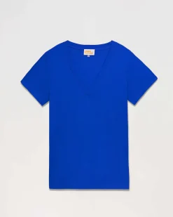 Outlet FROM FUTURE T-Shirt Col V Basique Electric Blue