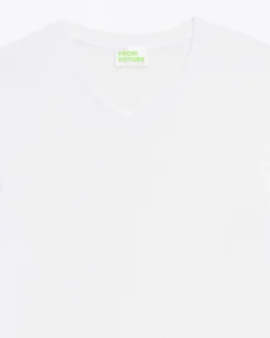 Hot FROM FUTURE T-Shirt Col V Manches Courtes Blanc