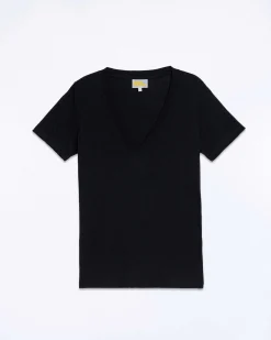 Clearance FROM FUTURE T-Shirt Col V Supima Noir