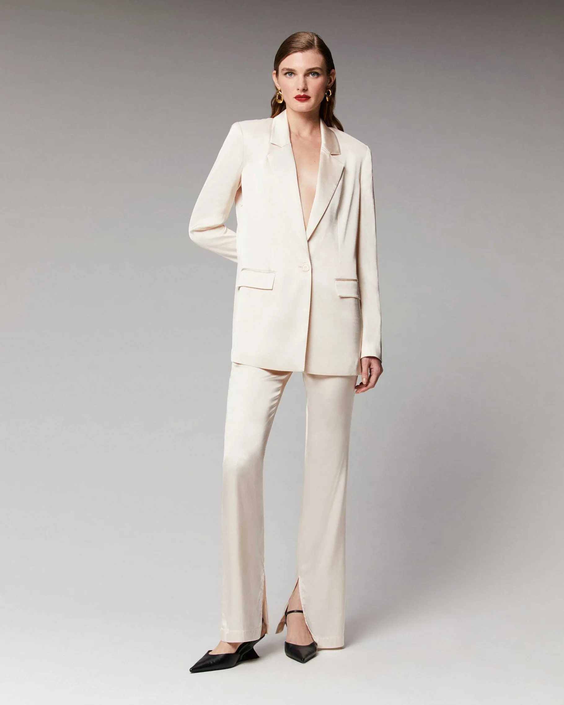 Online FROM FUTURE Veste Blazer Satinee Champagne