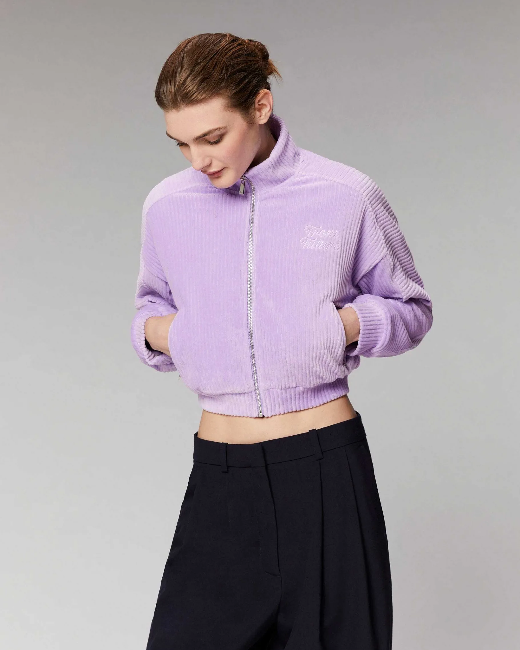 Hot FROM FUTURE Veste Courte Velours Holiday Lilac